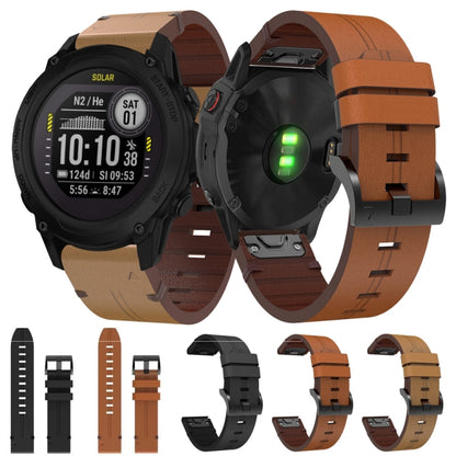 For Garmin Descent G1 22mm Leather Steel Buckle Watch Band (Light Brown) by bashfashion