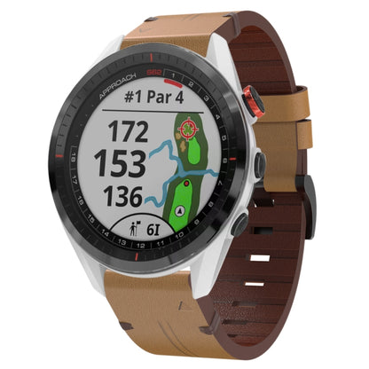 For Garmin Approach S62 22mm Leather Steel Buckle Watch Band (Light Brown) by bashfashion