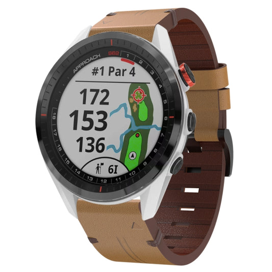For Garmin Approach S62 22mm Leather Steel Buckle Watch Band (Light Brown) by bashfashion