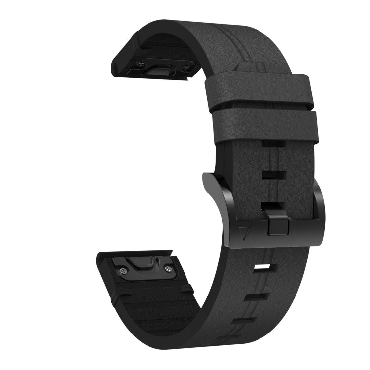 For Garmin Fenix 6S 20mm Leather Steel Buckle Watch Band(Black) by bashfashion