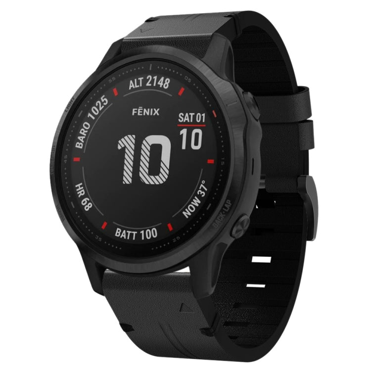 For Garmin Fenix 6S Pro 20mm Leather Steel Buckle Watch Band(Black) by bashfashion