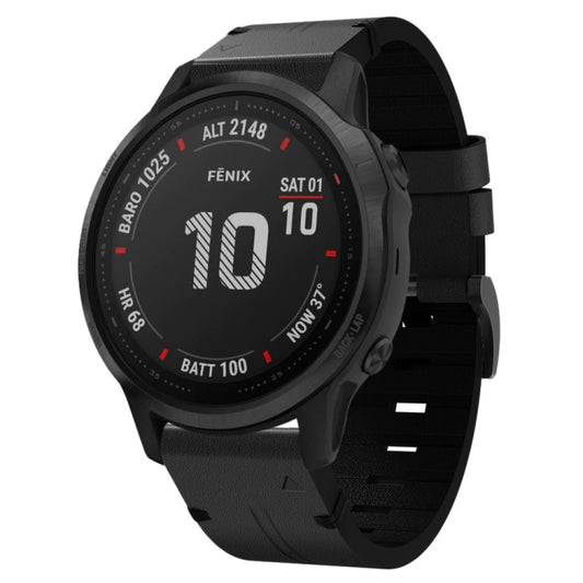 For Garmin Fenix 6S Pro 20mm Leather Steel Buckle Watch Band(Black) by bashfashion