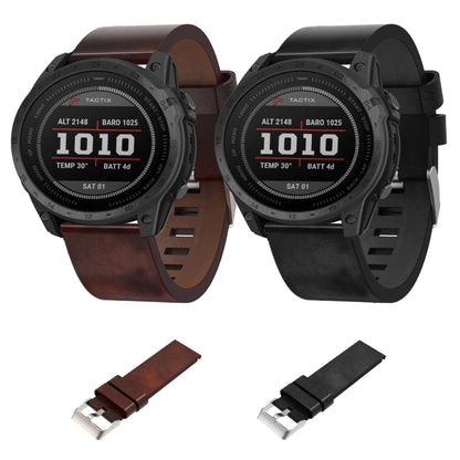 For Garmin Tactix 7 26mm Leather Steel Buckle Watch Band(Black) by bashfashion