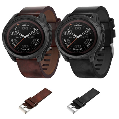 For Garmin Tactix 7Pro 26mm Leather Steel Buckle Watch Band(Black) by bashfashion