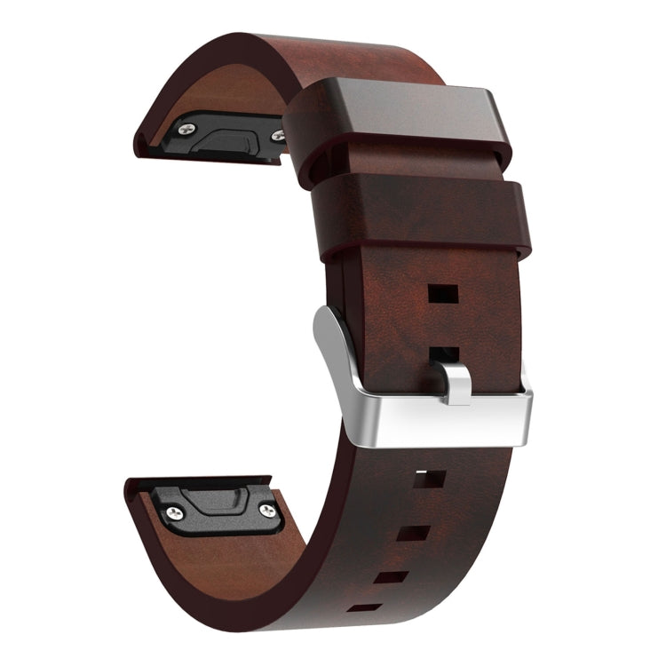 For Garmin Enduro 2 26mm Leather Steel Buckle Watch Band(Brown) by bashfashion