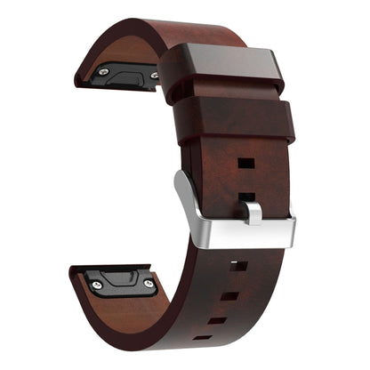 For Garmin Enduro 2 26mm Leather Steel Buckle Watch Band(Brown) by bashfashion