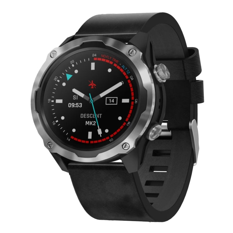 For Garmin Descent MK 2 26mm Leather Steel Buckle Watch Band(Black) by bashfashion
