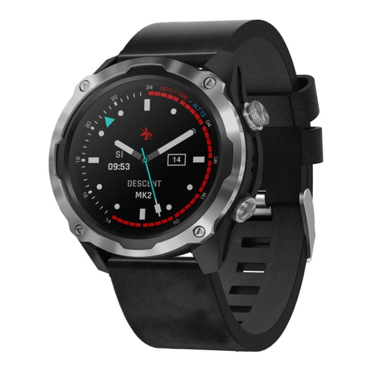 For Garmin Descent MK 2 26mm Leather Steel Buckle Watch Band(Black) by bashfashion