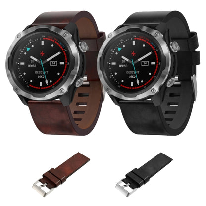 For Garmin Descent MK 2 26mm Leather Steel Buckle Watch Band(Black) by bashfashion