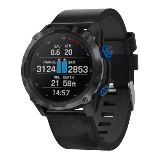 For Garmin Descent MK 2i 26mm Leather Steel Buckle Watch Band(Black) by bashfashion