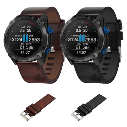 For Garmin Descent MK 2i 26mm Leather Steel Buckle Watch Band(Black) by bashfashion