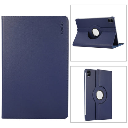 For Xiaomi Redmi Pad 10.61 ENKAY Hat-Prince 360 Degree Rotation Litchi Leather Smart Case(Dark Blue) by ENKAY