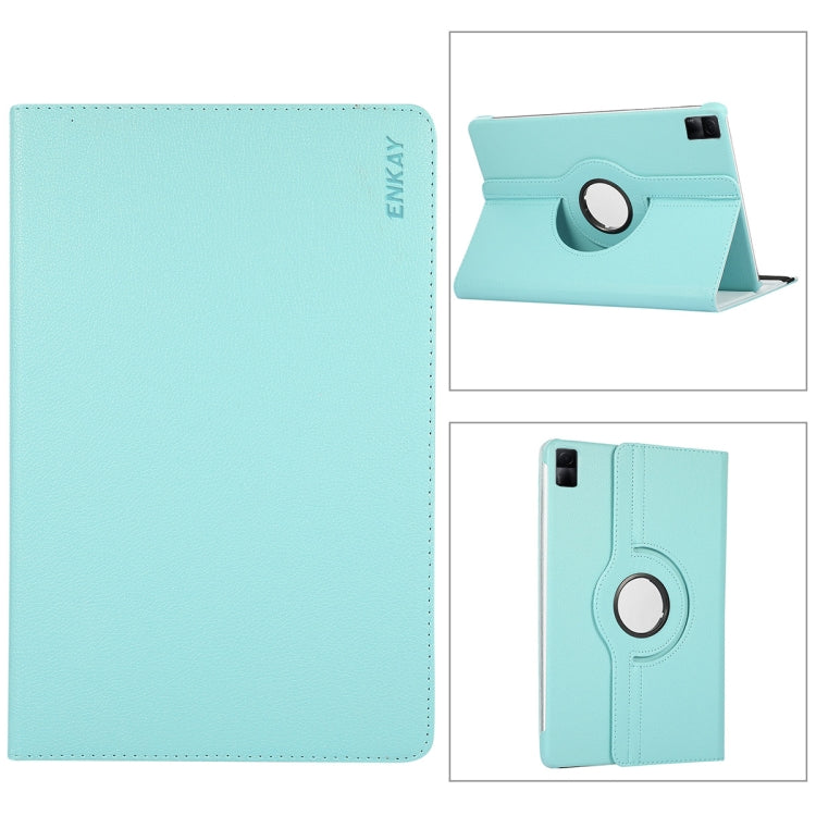 For Xiaomi Redmi Pad 10.61 ENKAY Hat-Prince 360 Degree Rotation Litchi Leather Smart Case(Light Blue) by ENKAY