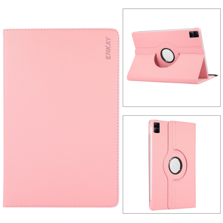 For Xiaomi Redmi Pad 10.61 ENKAY Hat-Prince 360 Degree Rotation Litchi Leather Smart Case(Pink) by ENKAY