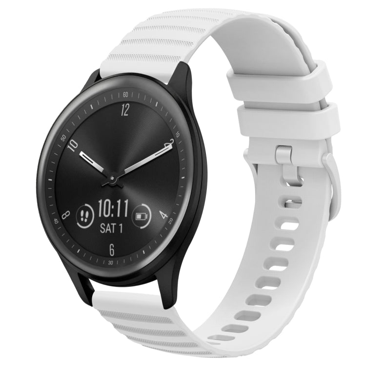 For Garmin Vivomove Sport 20mm Wavy Dot Pattern Solid Color Silicone Watch Band(White) by bashfashion