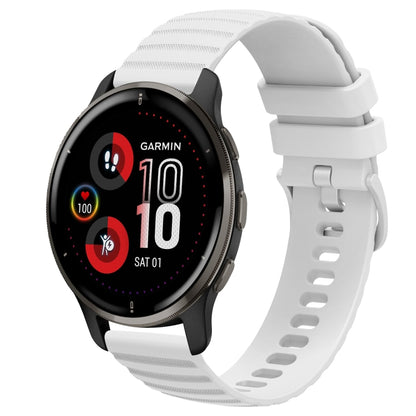 For Garmin Venu 2 Plus 20mm Wavy Dot Pattern Solid Color Silicone Watch Band(White) by bashfashion