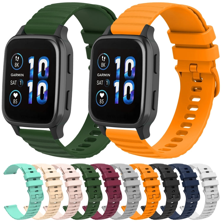 For Garmin Forerunner Sq2 20mm Wavy Dot Pattern Solid Color Silicone Watch Band(White) by bashfashion