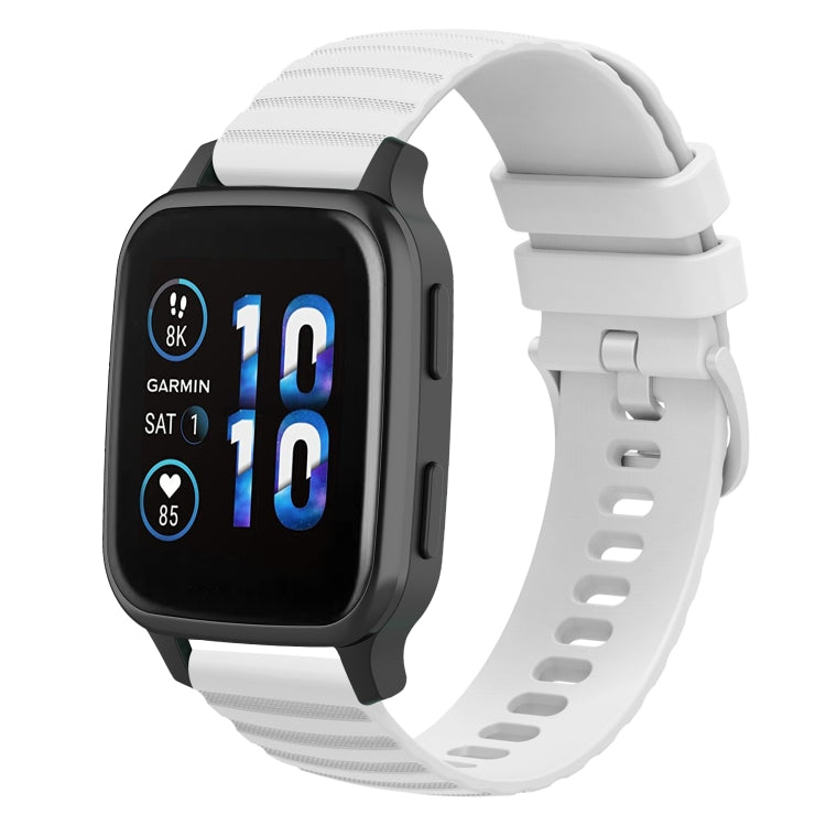 For Garmin Forerunner Sq2 Music 20mm Wavy Dot Pattern Solid Color Silicone Watch Band(White) by bashfashion