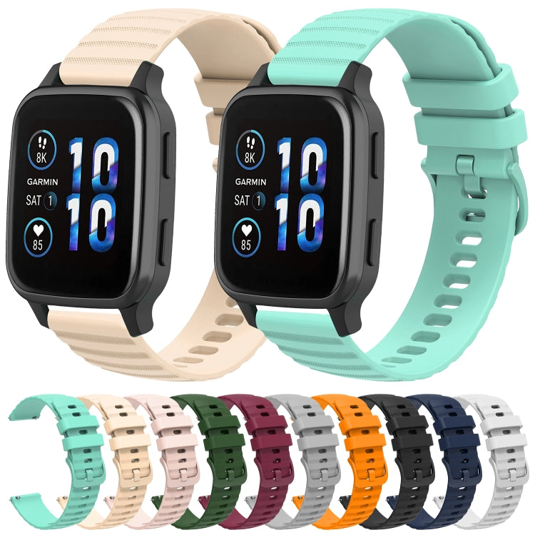 For Garmin Forerunner Sq2 Music 20mm Wavy Dot Pattern Solid Color Silicone Watch Band(White) by bashfashion