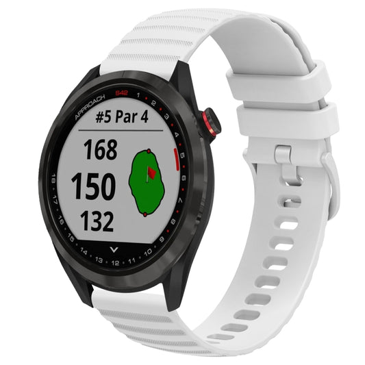 For Garmin Approach S40 20mm Wavy Dot Pattern Solid Color Silicone Watch Band(White) by bashfashion