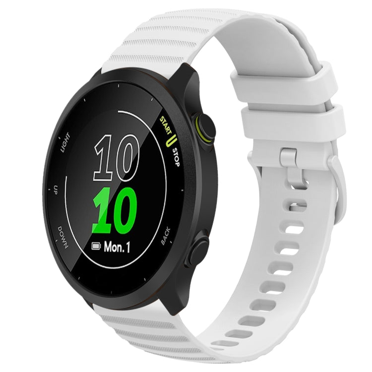 For Garmin Forerunner 158 20mm Wavy Dot Pattern Solid Color Silicone Watch Band(White) by bashfashion