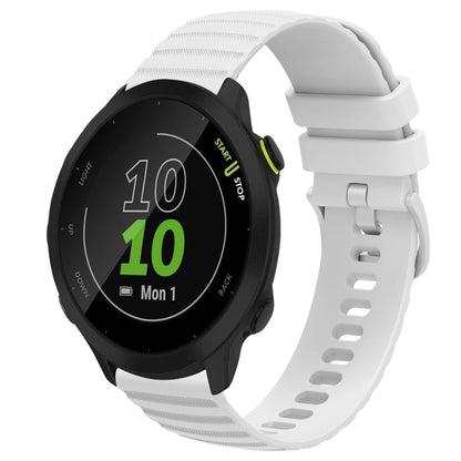 For Garmin Forerunner 55 20mm Wavy Dot Pattern Solid Color Silicone Watch Band(White) by bashfashion