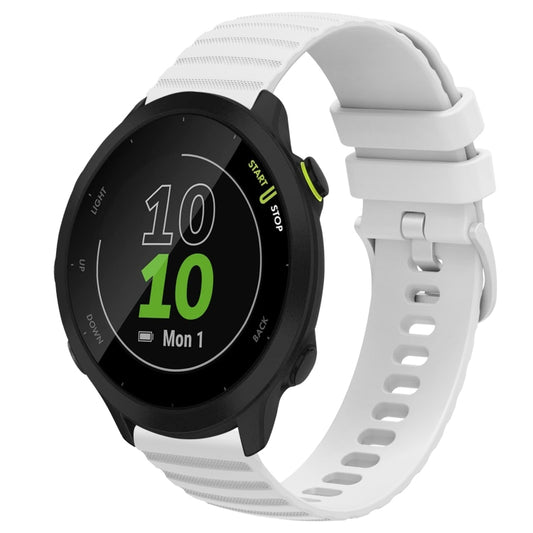 For Garmin Forerunner 55 20mm Wavy Dot Pattern Solid Color Silicone Watch Band(White) by bashfashion