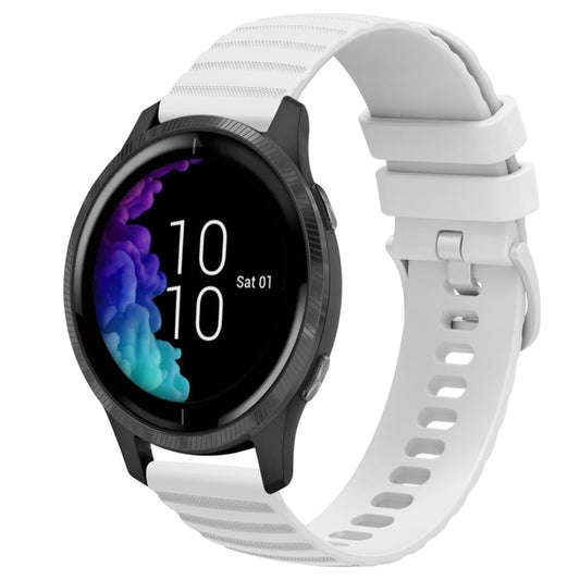 For Garmin Venu 20mm Wavy Dot Pattern Solid Color Silicone Watch Band(White) by bashfashion