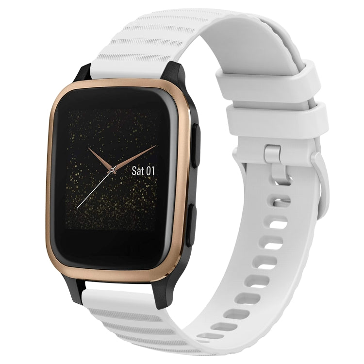 For Garmin Venu SQ 20mm Wavy Dot Pattern Solid Color Silicone Watch Band(White) by bashfashion