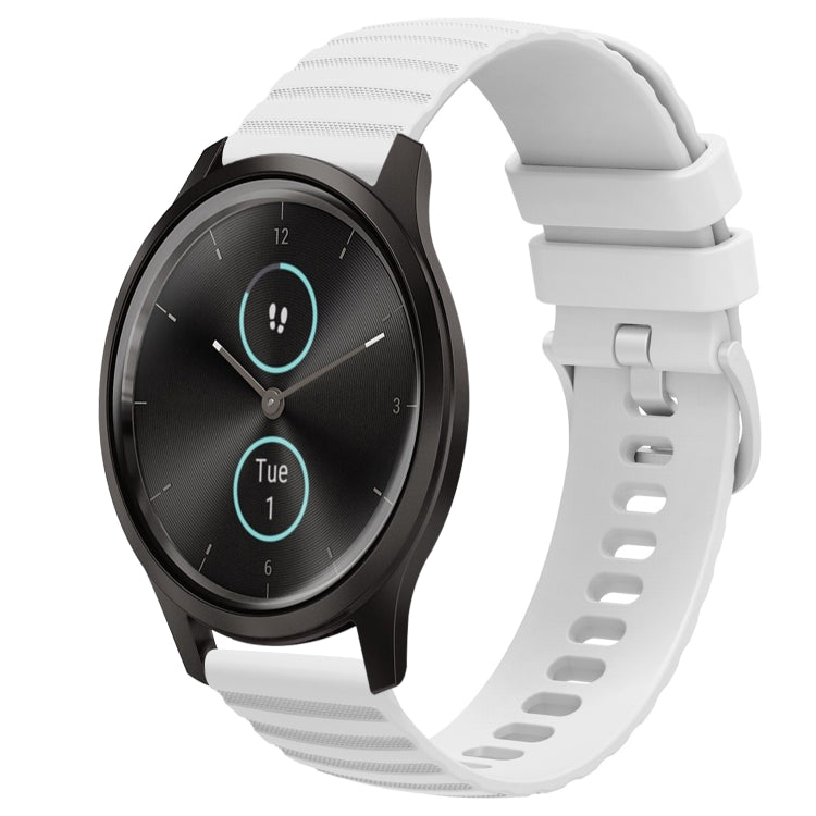 For Garminmove Style 20mm Wavy Dot Pattern Solid Color Silicone Watch Band(White) by bashfashion