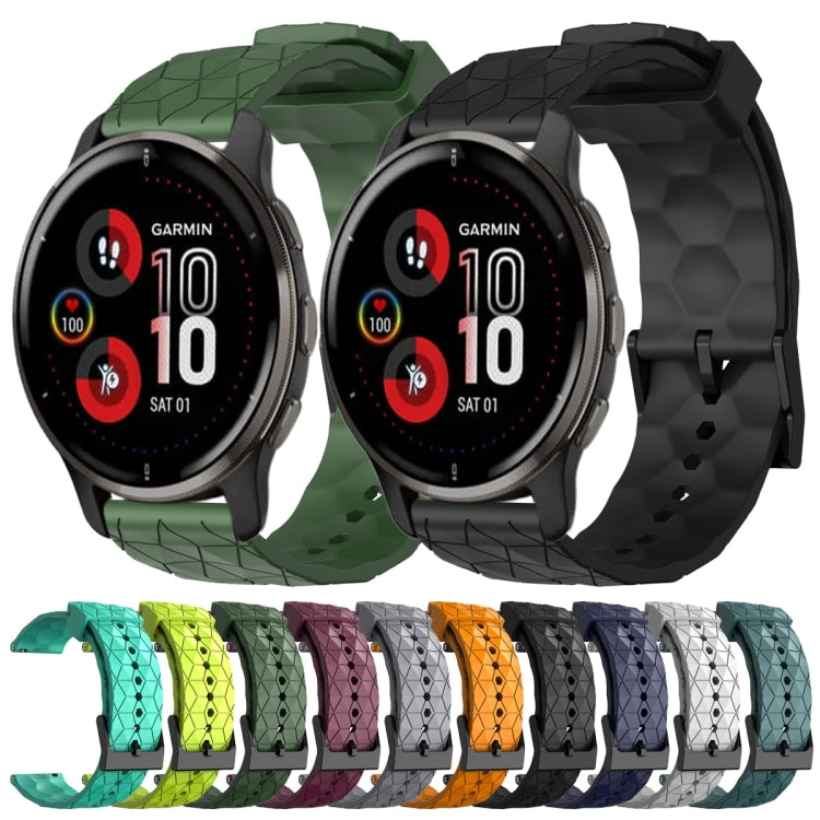 For Garmin Venu 2 Plus 20mm Football Pattern Solid Color Silicone Watch Band(White) by bashfashion