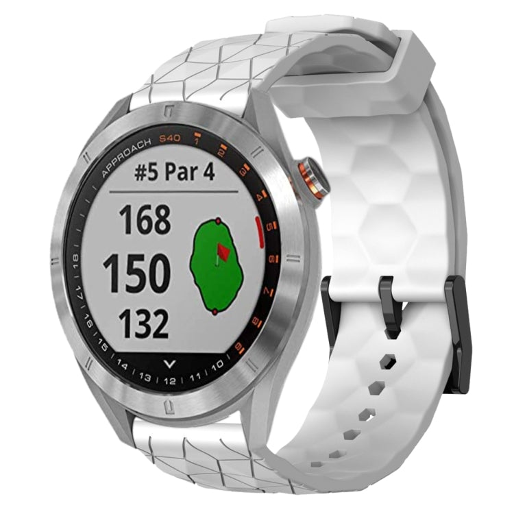 For Garmin Approach S40 20mm Football Pattern Solid Color Silicone Watch Band(White) by bashfashion
