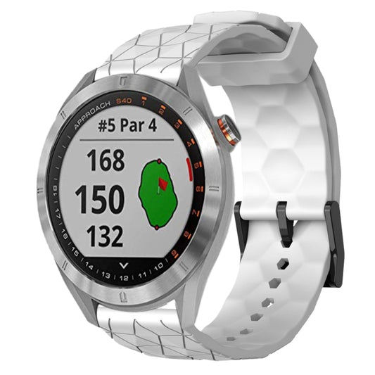 For Garmin Approach S40 20mm Football Pattern Solid Color Silicone Watch Band(White) by bashfashion