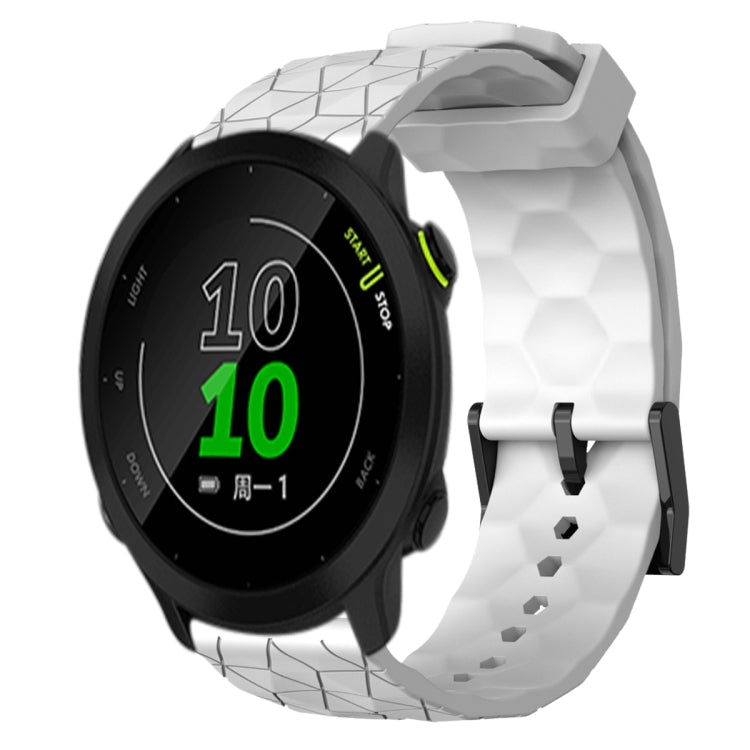 For Garmin Forerunner 158 20mm Football Pattern Solid Color Silicone Watch Band(White) by bashfashion