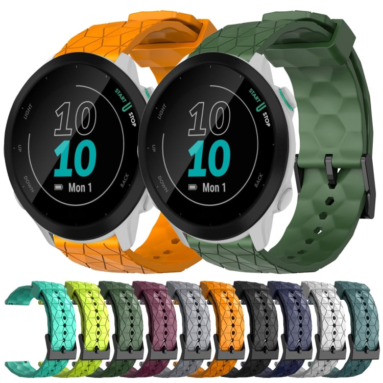 For Garmin Forerunner 55 20mm Football Pattern Solid Color Silicone Watch Band(White) by bashfashion