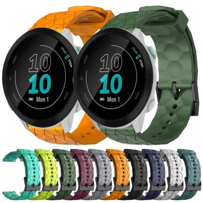 For Garmin Forerunner 55 20mm Football Pattern Solid Color Silicone Watch Band(White) by bashfashion