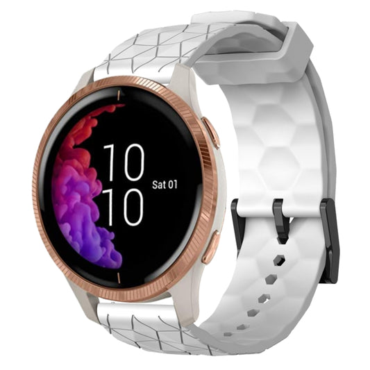 For Garmin Venu 20mm Football Pattern Solid Color Silicone Watch Band(White) by bashfashion