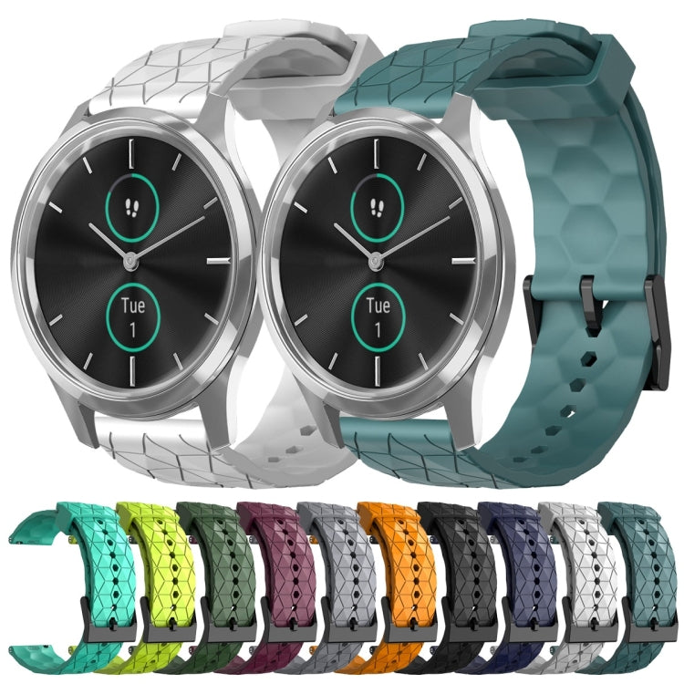 For Garminmove Luxe 20mm Football Pattern Solid Color Silicone Watch Band(White) by bashfashion