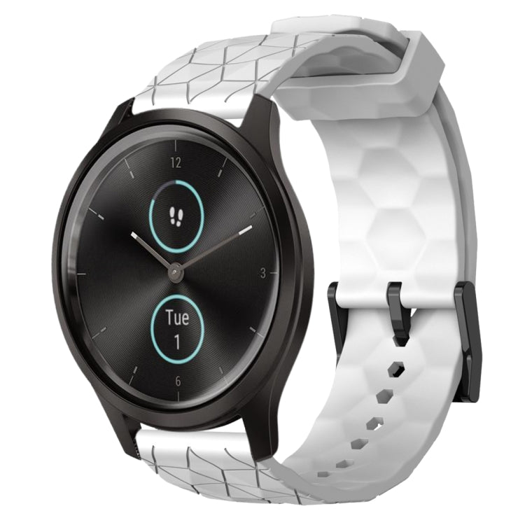 For Garminmove Style 20mm Football Pattern Solid Color Silicone Watch Band(White) by bashfashion