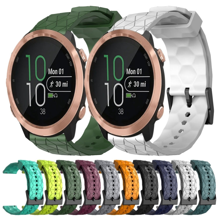 For Garmin Forerunner 645 Music 20mm Football Pattern Solid Color Silicone Watch Band(White) by bashfashion