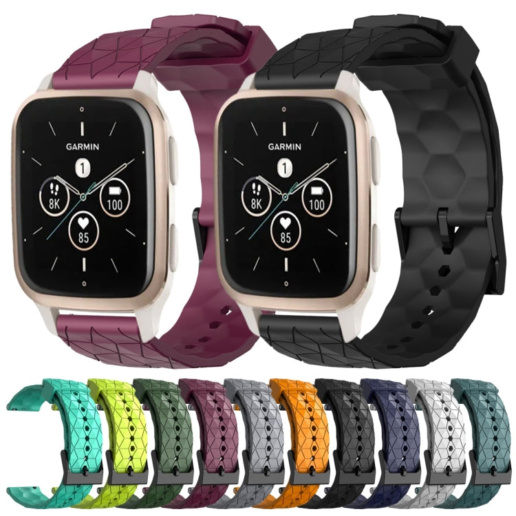 For Garmin Forerunner Sq2 Music 20mm Football Pattern Solid Color Silicone Watch Band(White) by bashfashion