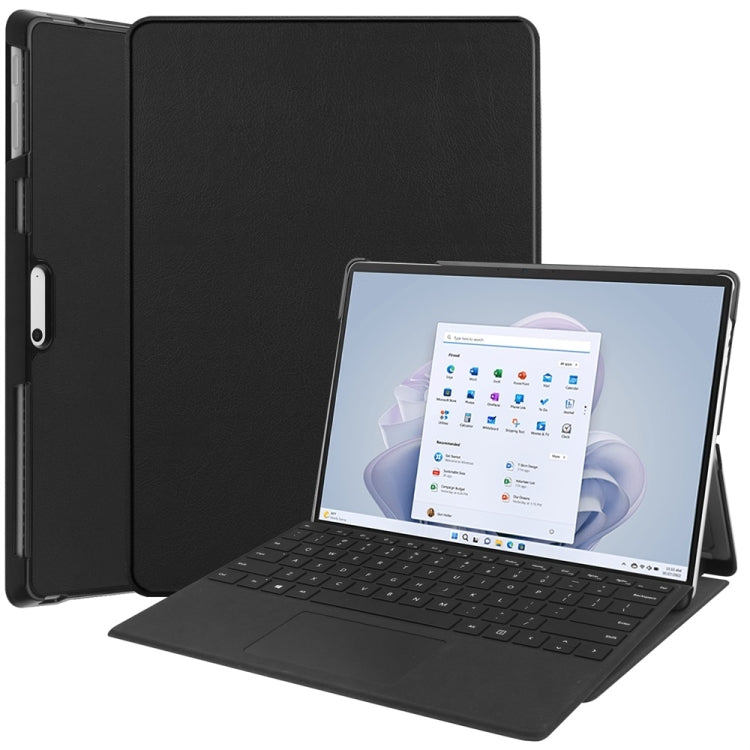 For Microsoft Surface Pro 9 JUNSUNMAY Custer Solid Color 3-Fold Stand Leather Tablet Case(Black) by JUNSUNMAY