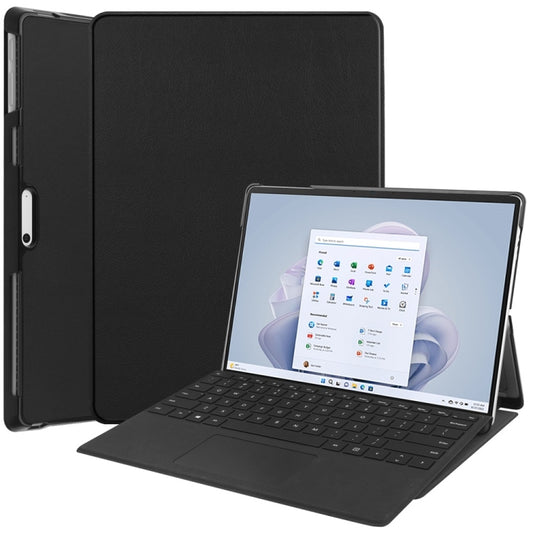 For Microsoft Surface Pro 9 JUNSUNMAY Custer Solid Color 3-Fold Stand Leather Tablet Case(Black) by JUNSUNMAY