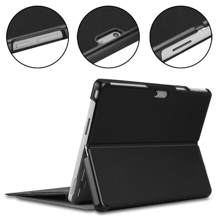 For Microsoft Surface Pro 9 JUNSUNMAY Custer Solid Color 3-Fold Stand Leather Tablet Case(Black) by JUNSUNMAY
