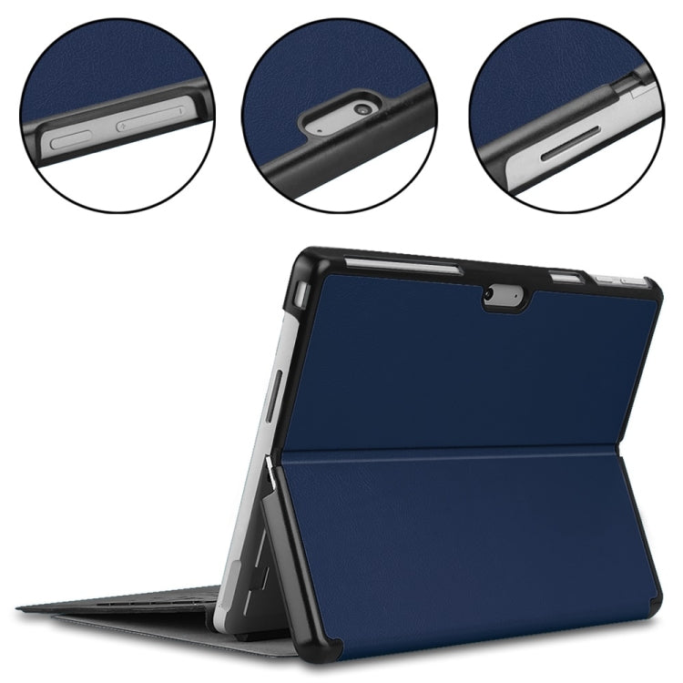 For Microsoft Surface Pro 9 JUNSUNMAY Custer Solid Color 3-Fold Stand Leather Tablet Case(Dark Blue) by JUNSUNMAY