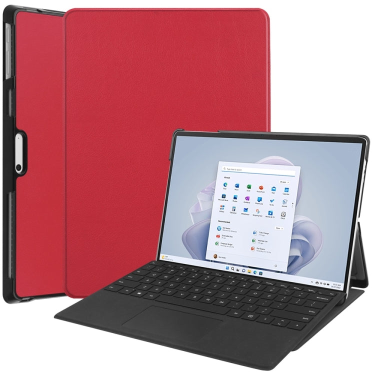 For Microsoft Surface Pro 9 JUNSUNMAY Custer Solid Color 3-Fold Stand Leather Tablet Case(Red) by JUNSUNMAY