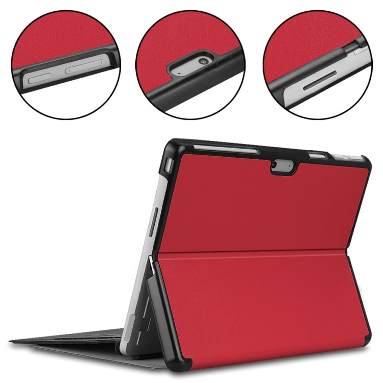 For Microsoft Surface Pro 9 JUNSUNMAY Custer Solid Color 3-Fold Stand Leather Tablet Case(Red) by JUNSUNMAY