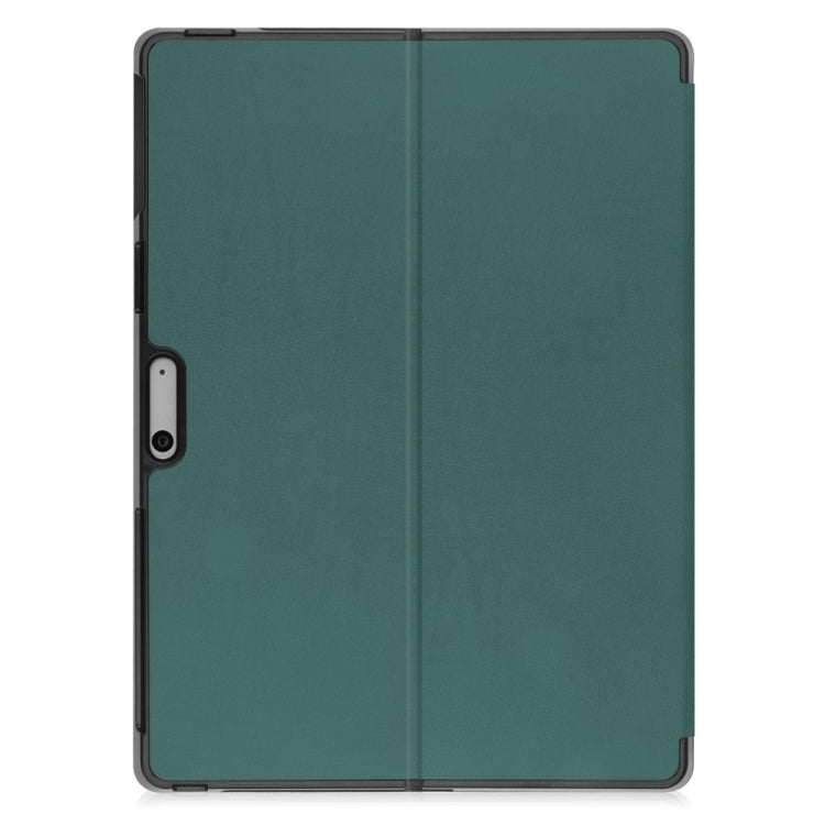 For Microsoft Surface Pro 9 JUNSUNMAY Custer Solid Color 3-Fold Stand Leather Tablet Case(Dark Green) by JUNSUNMAY