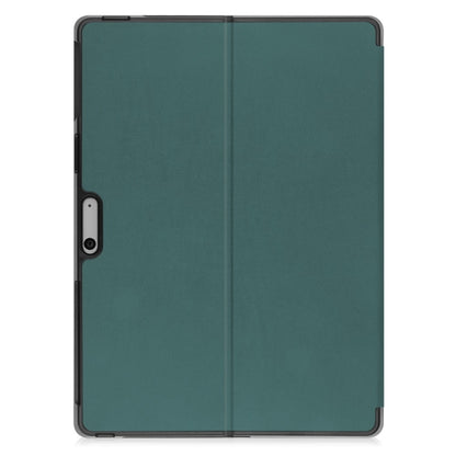 For Microsoft Surface Pro 9 JUNSUNMAY Custer Solid Color 3-Fold Stand Leather Tablet Case(Dark Green) by JUNSUNMAY
