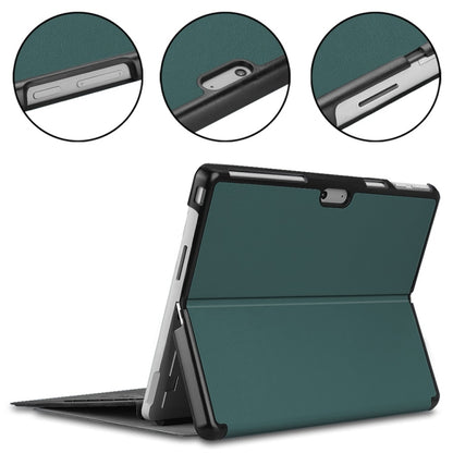 For Microsoft Surface Pro 9 JUNSUNMAY Custer Solid Color 3-Fold Stand Leather Tablet Case(Dark Green) by JUNSUNMAY